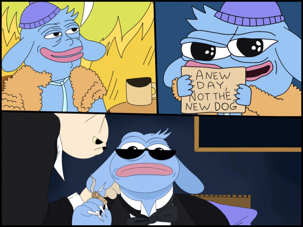 NOTDOG comic strip with morning and signing scenes